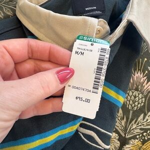 Vans Black and Blue Striped Polo Shirt